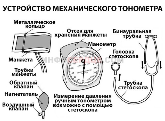 Измерение артериального давления тонометром (ручным и электронным)